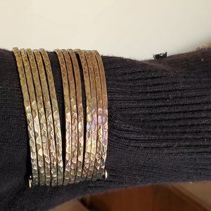 Vintage Copper Gold tone textured Cuff Bracelet